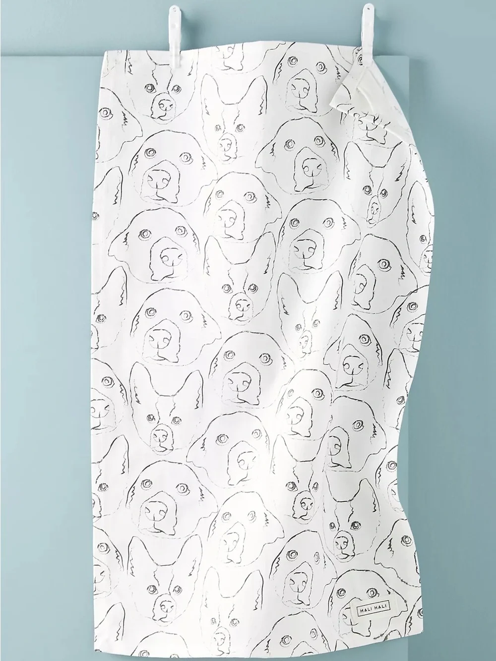 New🌟Anthropologie-Doggie Dish Towel  - White with Black Sketches
